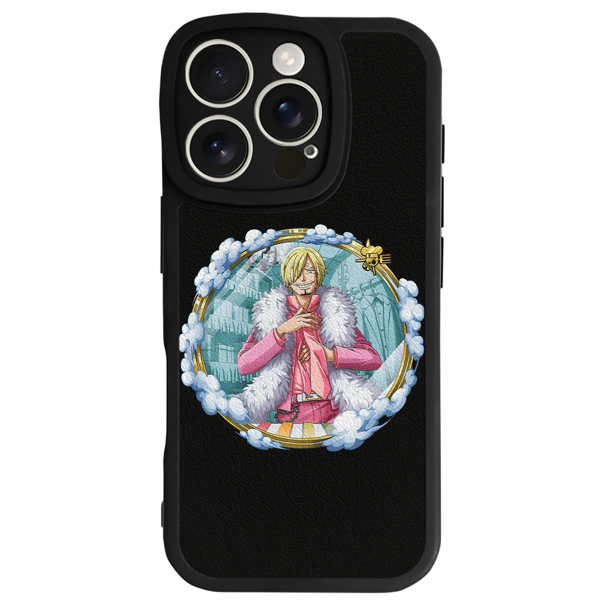 （画像用） ワンピース サンジ ONE PIECE Sanji 【iPhone 16シリーズ対応】シリコンスマホケース（レザー調） 材質：シリコン